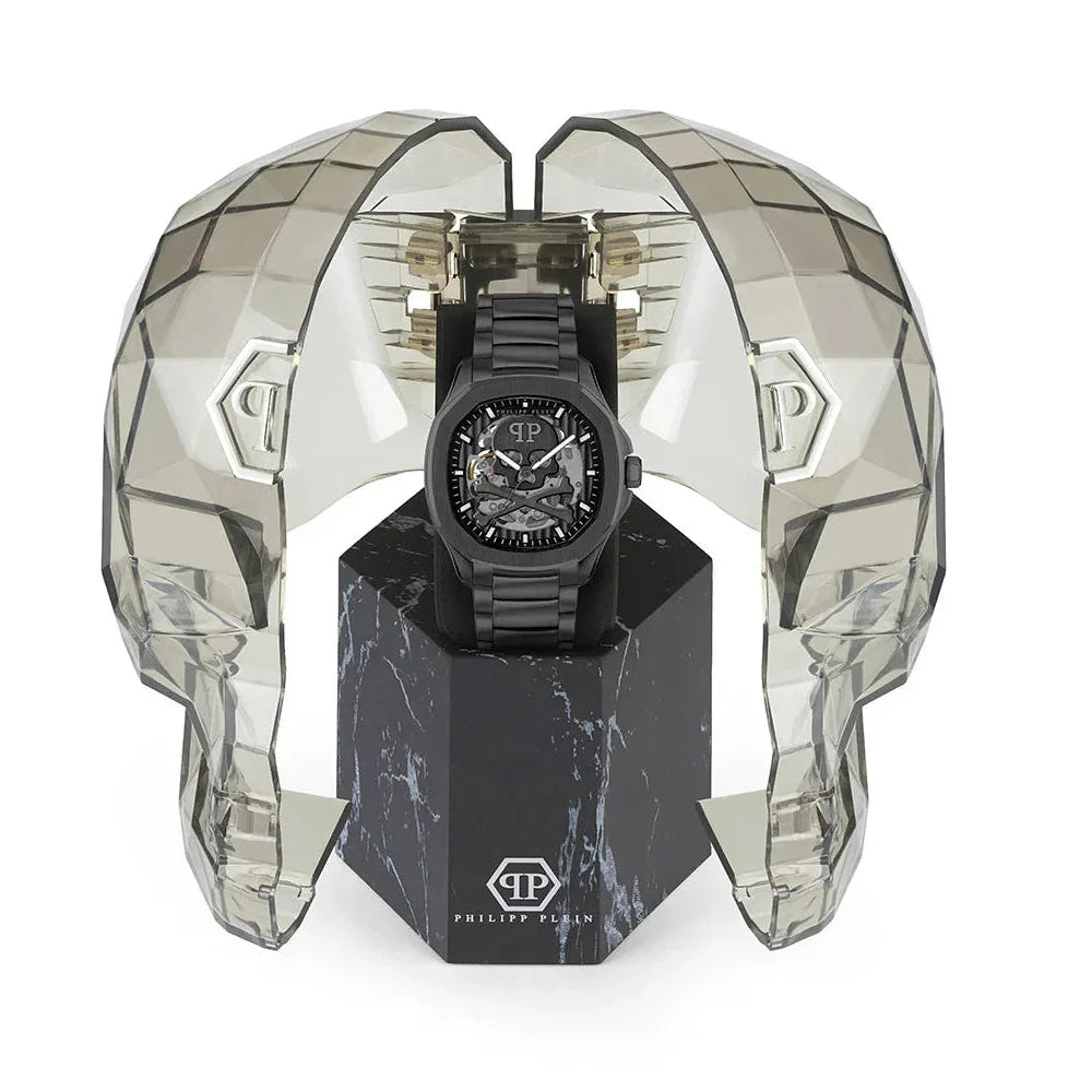 Philipp Plein High-Conic Automatic Black Dial Black Stainless Steel Strap Watch For Men- PWRAA0423