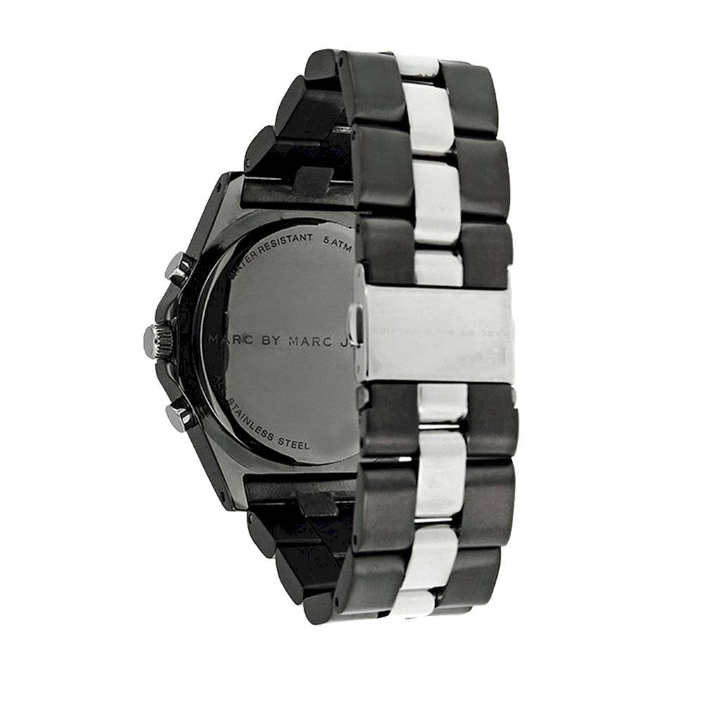 Marc Jacobs Blade Chronograph Black Dial Two Tone Steel Strap Watch for Women - MBM3179