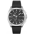 Hugo Boss Grandmaster Chronograph Black Dial Black Leather Strap Watch for Men - 1513881