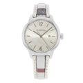 Burberry The Classic Guilloche Silver Dial Grey Leather Strap Watch for Women - BU10113
