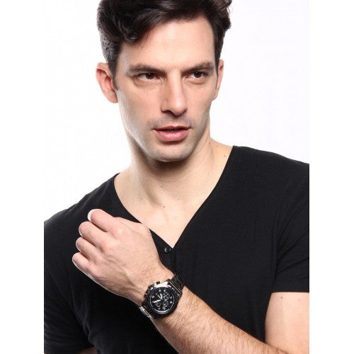 Fossil Dean Chronograph Black Dial Black Steel Strap Watch for Men - FS4721