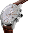 Hugo Boss Jet Chronograph Quartz Silver Dial Brown Leather Strap Watch For Men - HB1513280