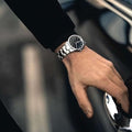 Daniel Wellington Iconic Link Black Dial Silver Steel Strap Watch for Women - DW00100204