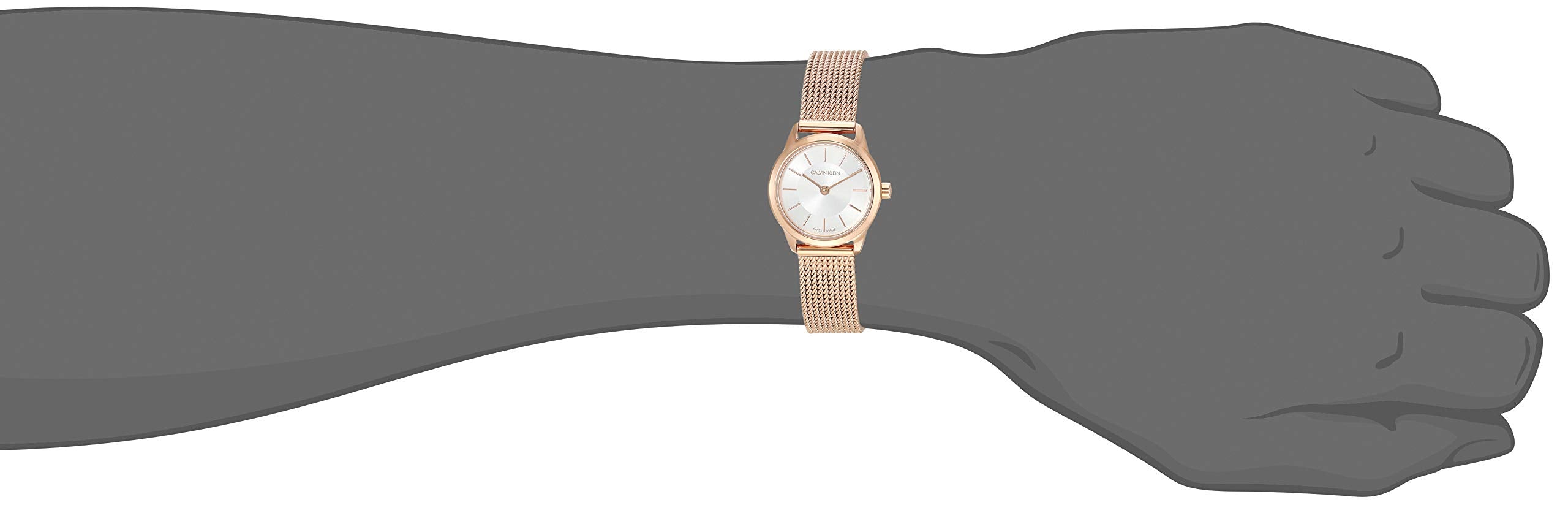 Calvin Klein Minimal White Dial Rose Gold Mesh Bracelet Watch for Women - K3M23626