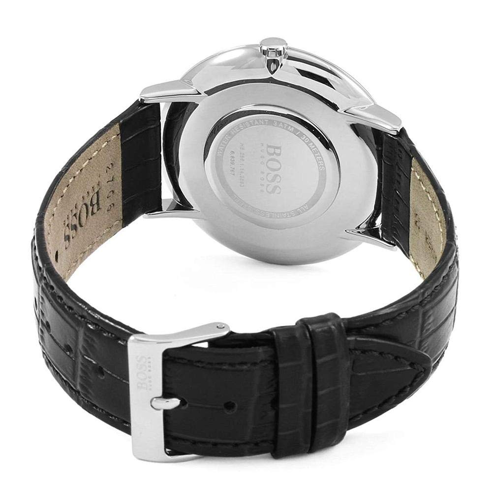 Hugo Boss Jackson Black Dial Black Leather Strap Watch for Men - 1513369