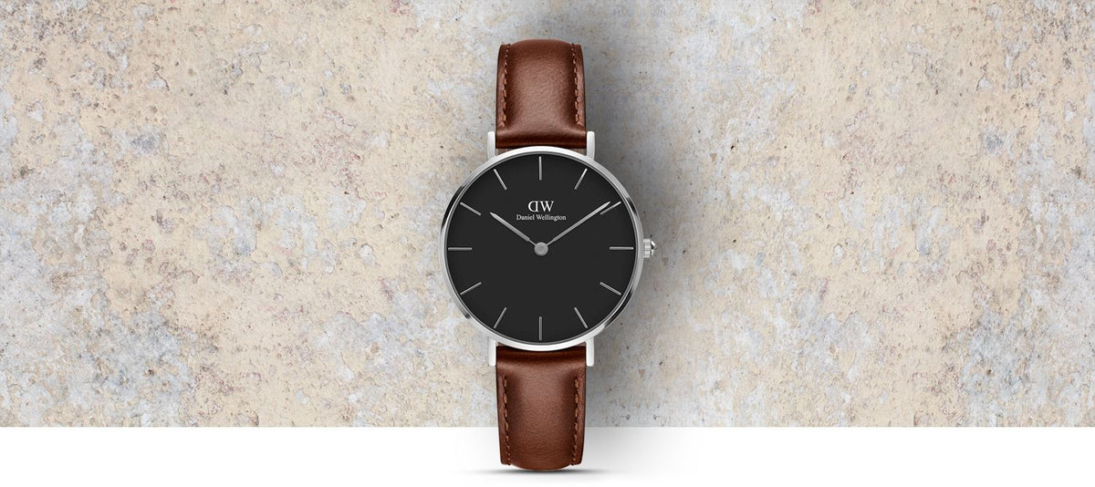 Daniel Wellington Classic Petite St Mawes Black Dial Brown Leather Strap Watch For Women - DW00100181