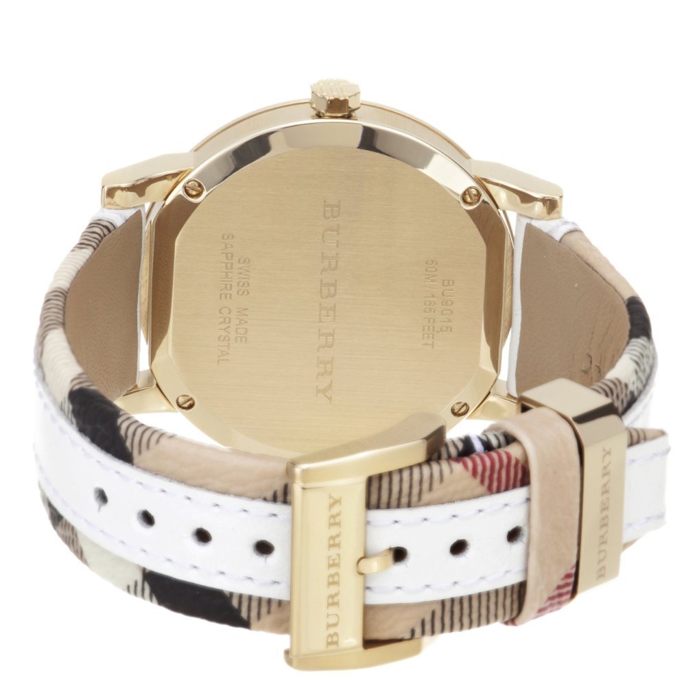 Burberry The City White Dial White Leather Strap Watch for Women - BU9015