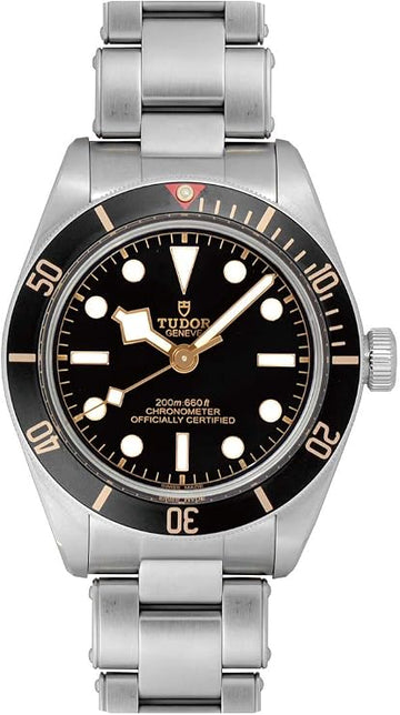 Tudor Black Bay Black Dial Silver Steel Strap Watch for Men - 79030N-0001