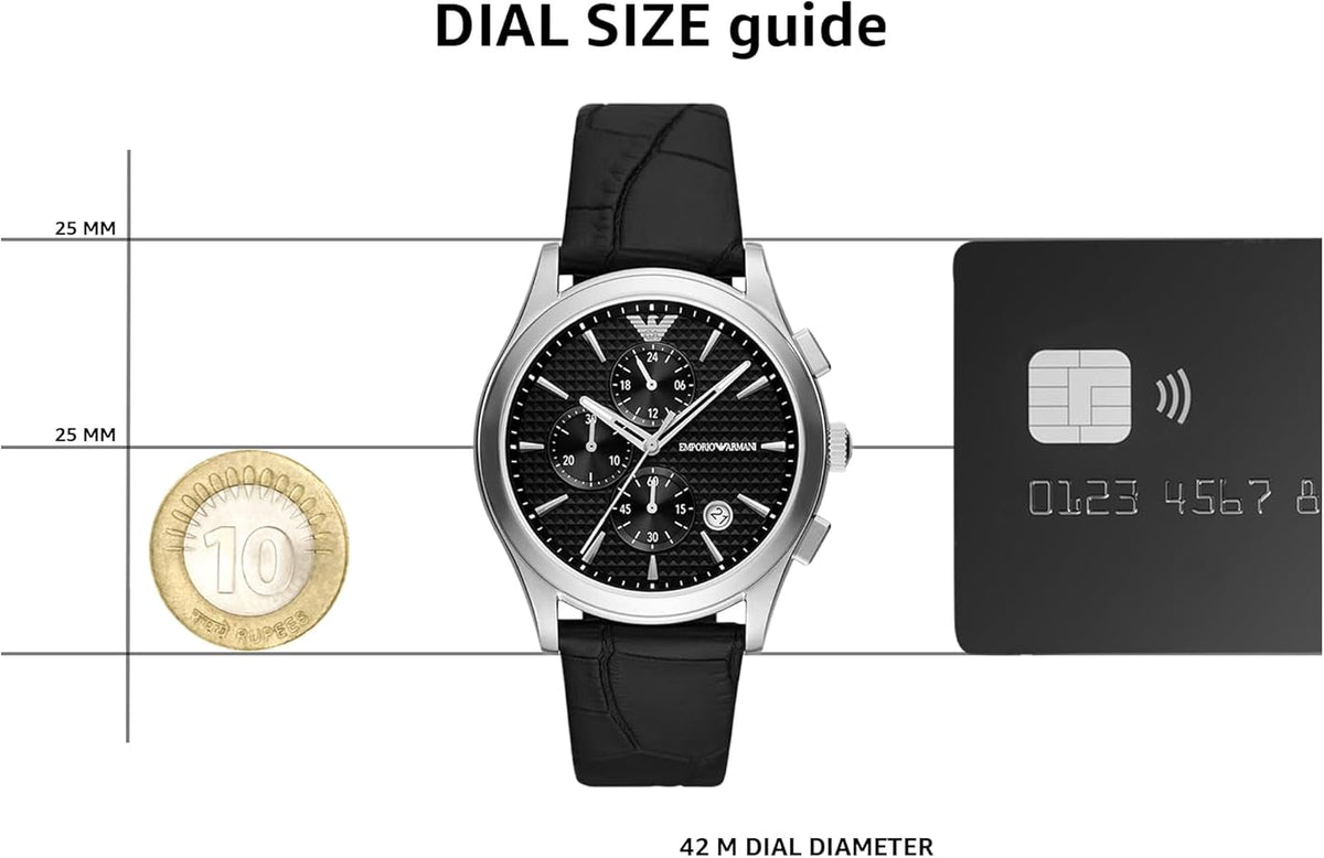 Emporio Armani Paolo Chronograph Black Dial Black Leather Strap Watch For Men - AR11530