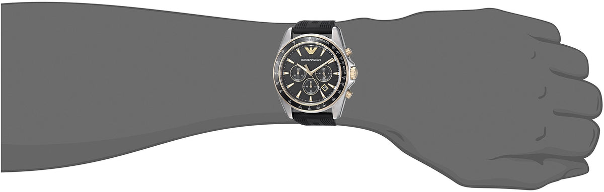 Emporio Armani Sigma Chronograph lack Dial Black Rubber Strap Watch For Men - AR80003