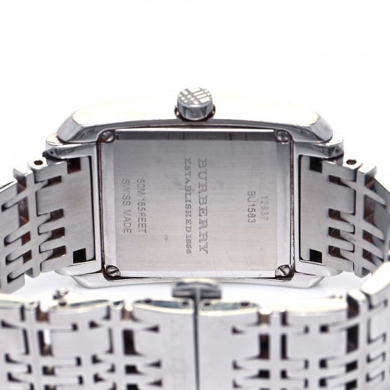 Burberry Heritage Diamond White Dial Silver Stainless Steel Strap Watch for Women - BU1583