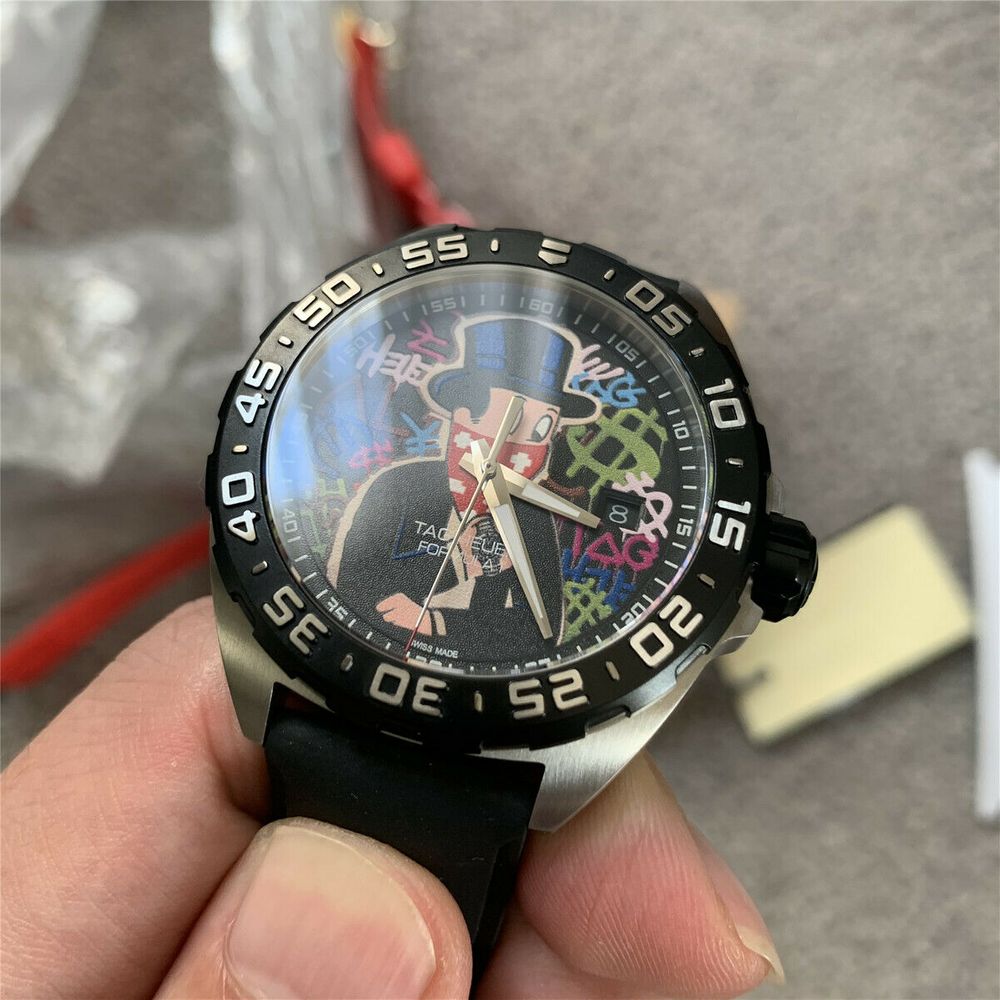 Tag Heuer Formula 1 Alec Monopoly Special Edition Black Rubber Strap Watch for Men - WAZ1117.FT8023