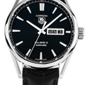 Tag Heuer Carrera Automatic Black Dial Black Leather Strap Watch for Men - WAR201A.FC6266