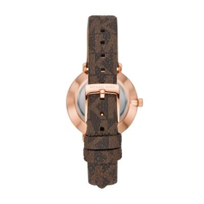 Michael Kors Pyper Quartz Silver Dial Brown Leather Strap Watch for Women - MK1036