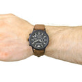 Emporio Armani Chronograph Black Dial Brown Leather Strap Watch For Men - AR11078