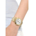 Michael Kors Cooper Chronograph White Dial Gold Steel Strap Watch For Women - MK5916