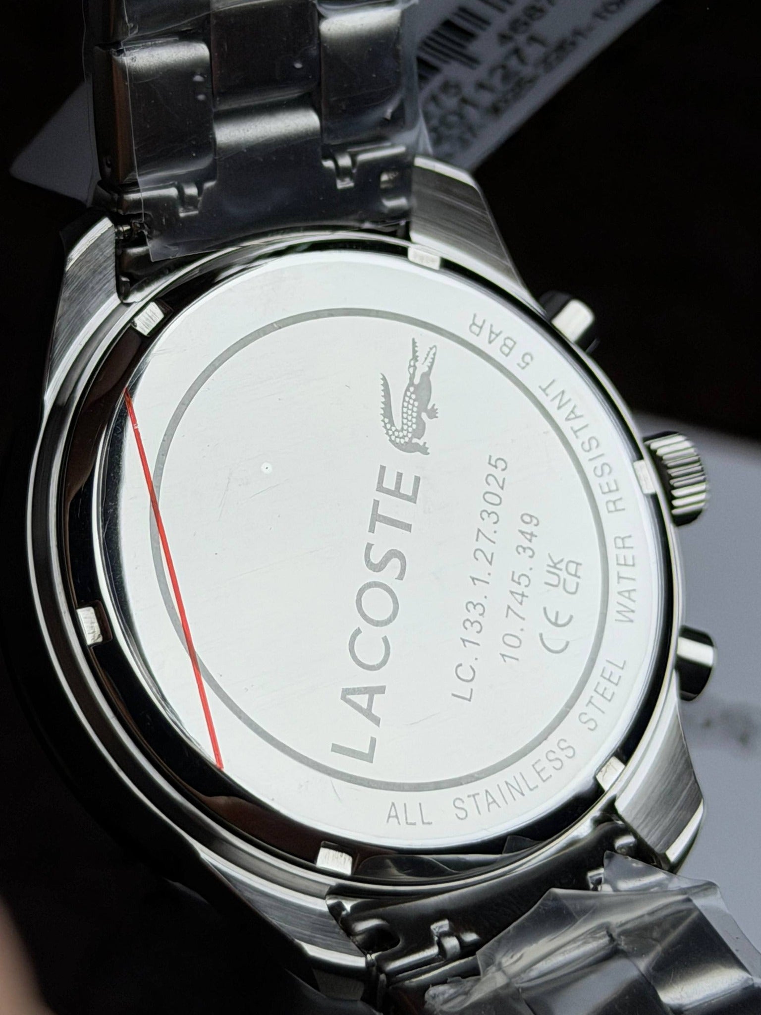 Lacoste Boston Chronograph Beige Dial Silver Steel Strap Watch for Men - 2011271
