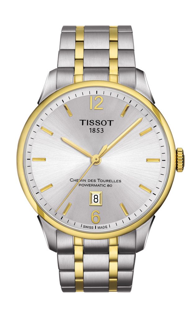 Tissot Chemin Des Tourelles Powermatic 80 Silver Dial Two Tone Steel Strap Watch For Men - T099.407.22.038.00