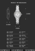 Emporio Armani Mia Three Crystals Silver Dial Silver Steel Strap Watch For Women - AR11632