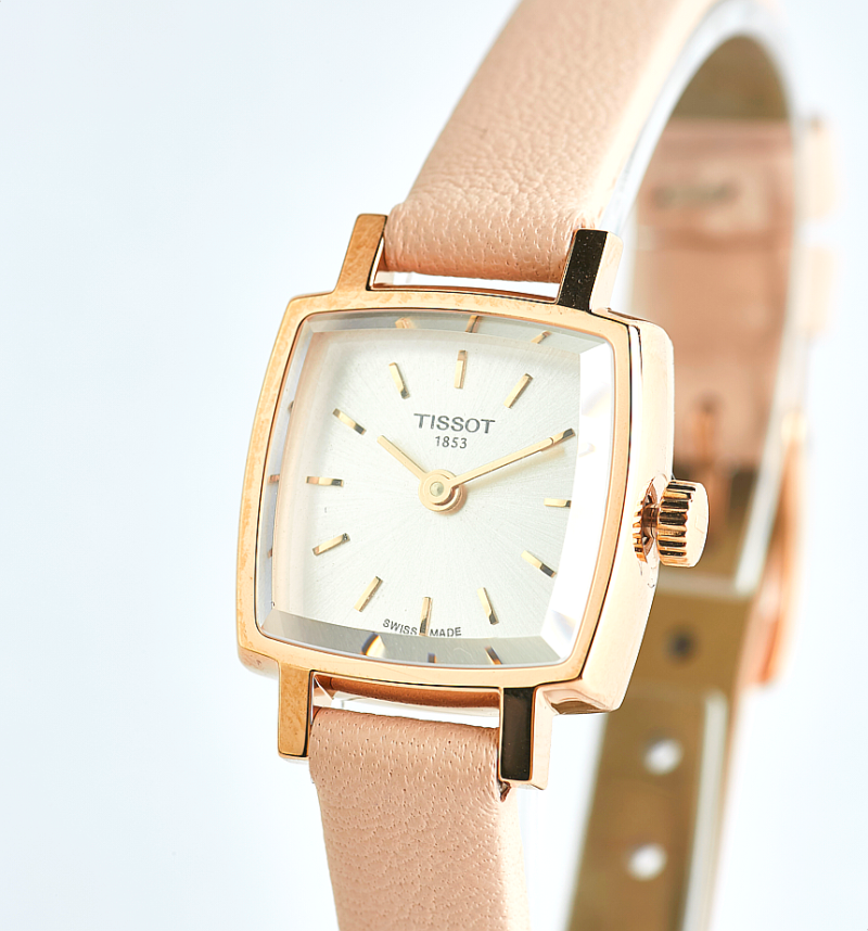 Tissot T Lady Lovely Square White Dial Pink Leather Strap Watch For Women - T058.109.36.031.00