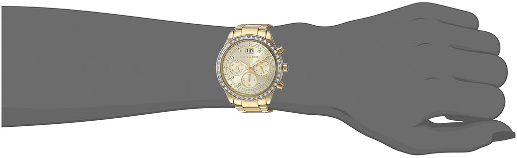 Michael Kors Brinkley Diamonds Gold Dial Gold Steel Strap Watch for Women - MK6187