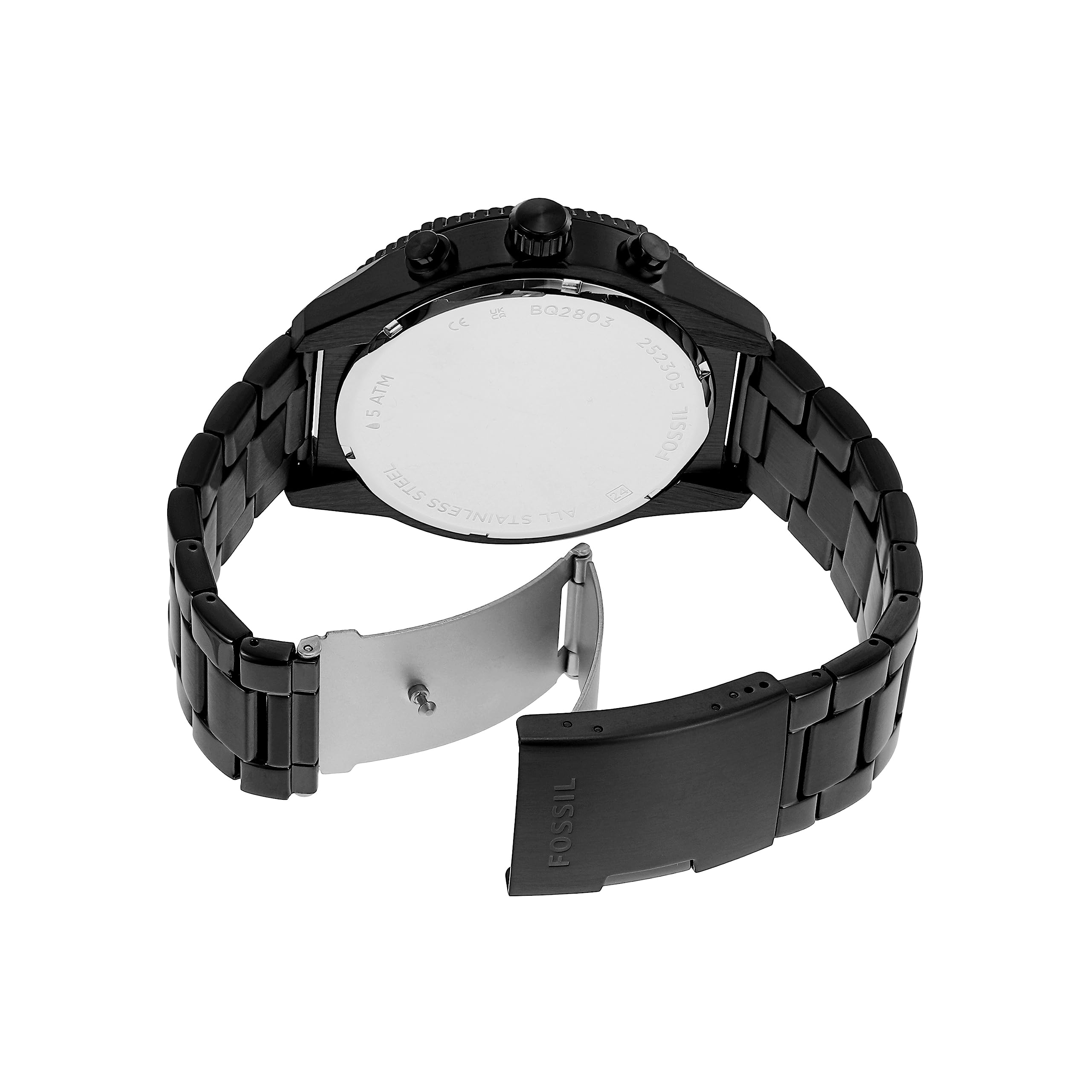 Fossil Brox Multifunction Maroon Dial Black Steel Strap Watch for Women - BQ2803