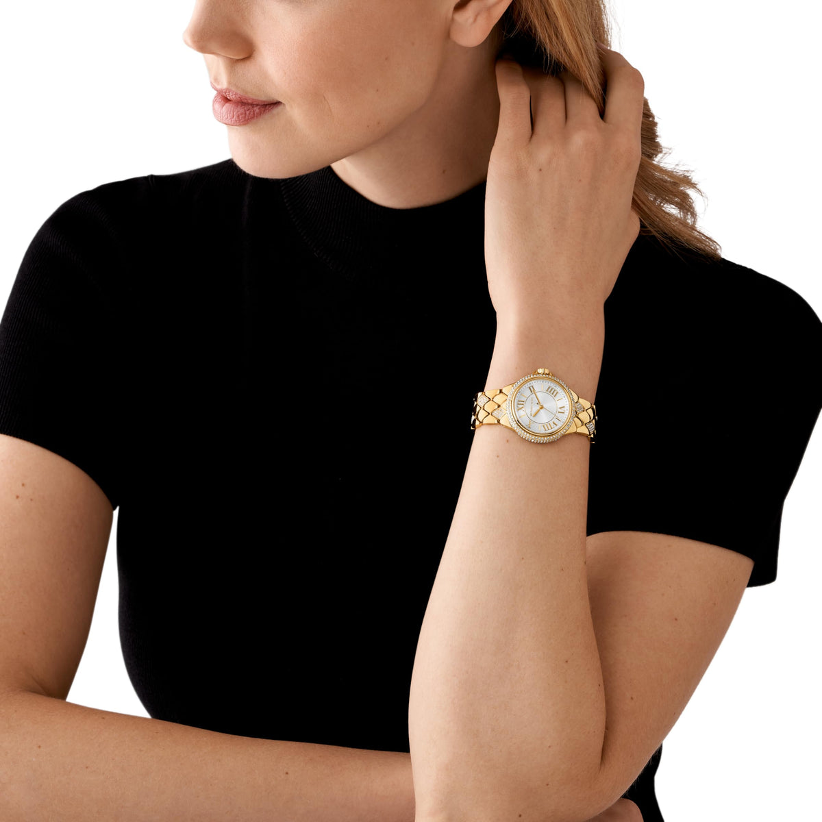 Michael Kors Camile Analog White Dial Gold Steel Strap Watch for Women - MK4801