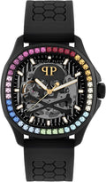 Philipp Plein Skeleton Spectre Black Dial Black Silicone Strap Watch for Men - PWRAA1023