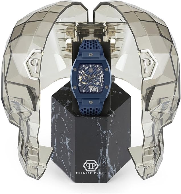 Philipp Plein The SKeleton Blue Dial Blue Silicone Strap Watch for Men - PWVBA0323