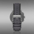 Burberry The City Chronograph Ion Plated Grey Dial Grey Leather Strap Watch for Men - BU9384