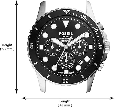 Fossil FB-01 Chronograph Black Dial Silver Steel Strap Watch for Men - FS5837