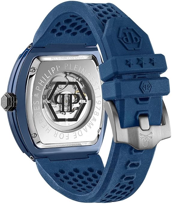 Philipp Plein The SKeleton Blue Dial Blue Silicone Strap Watch for Men  - PWVBA0323