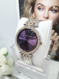 Michael Kors Darci Purple Dial Two Tone Steel Strap Watch for Women - MK3353