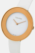 Calvin Klein Chic White Dial White Leather Strap Watch for Women - K7N236K2