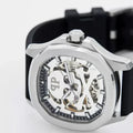 Philipp Plein High-Conic Automatic Silver Dial Black Silicone Strap Watch For Men- PWRAA0123
