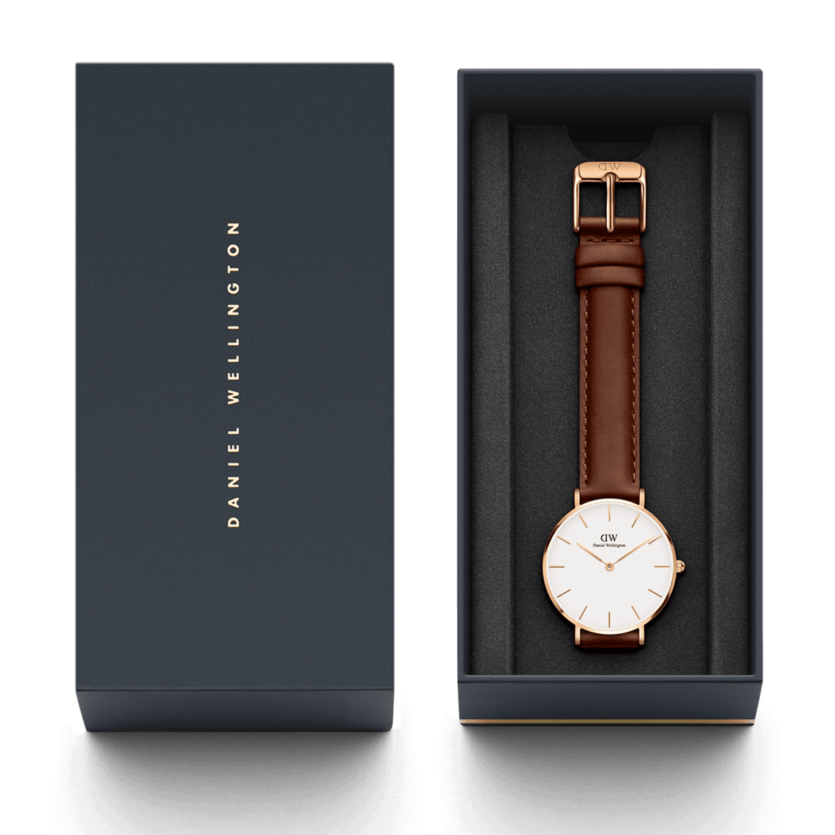 Daniel Wellington Classic Petite White Dial Brown Leather Strap Watch For Women - DW00100239