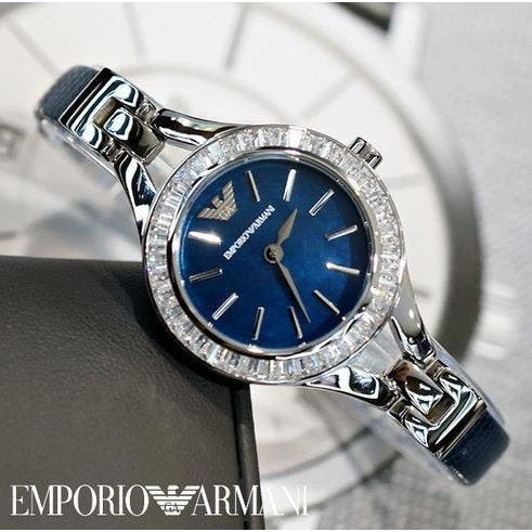Emporio Armani Chiara Blue Dial Blue Leather Strap Watch for Women - AR7330
