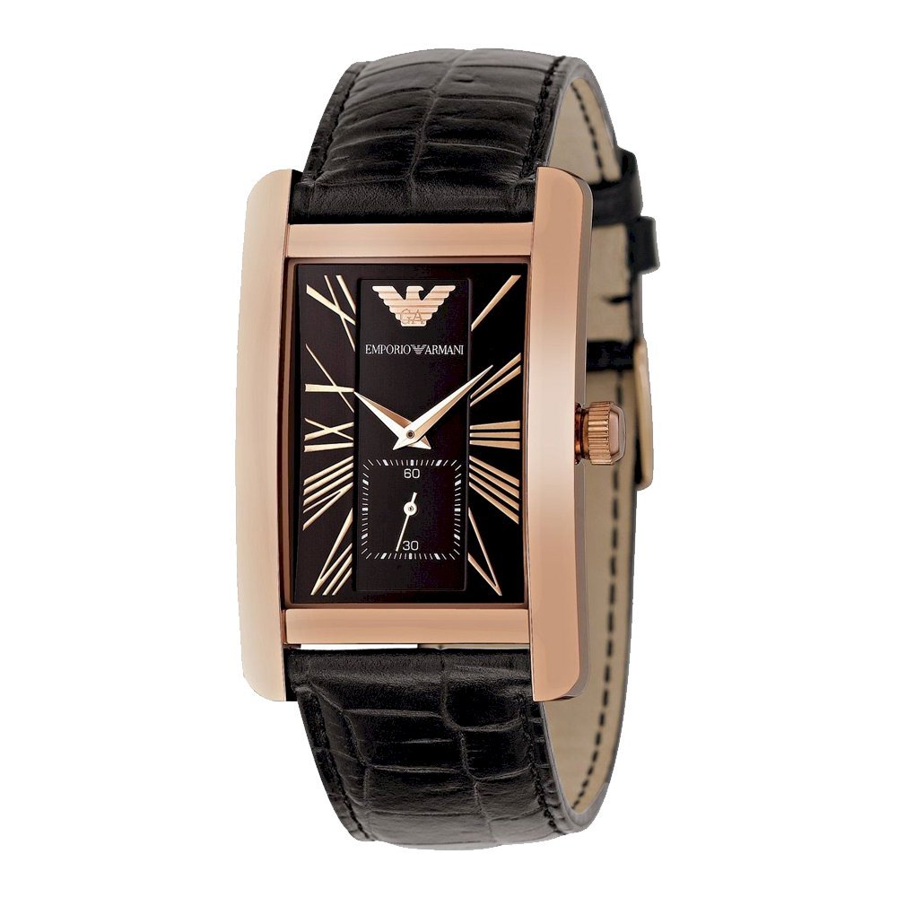 Emporio Armani Classic Black Dial Black Leather Strap Watch For Men - AR0168