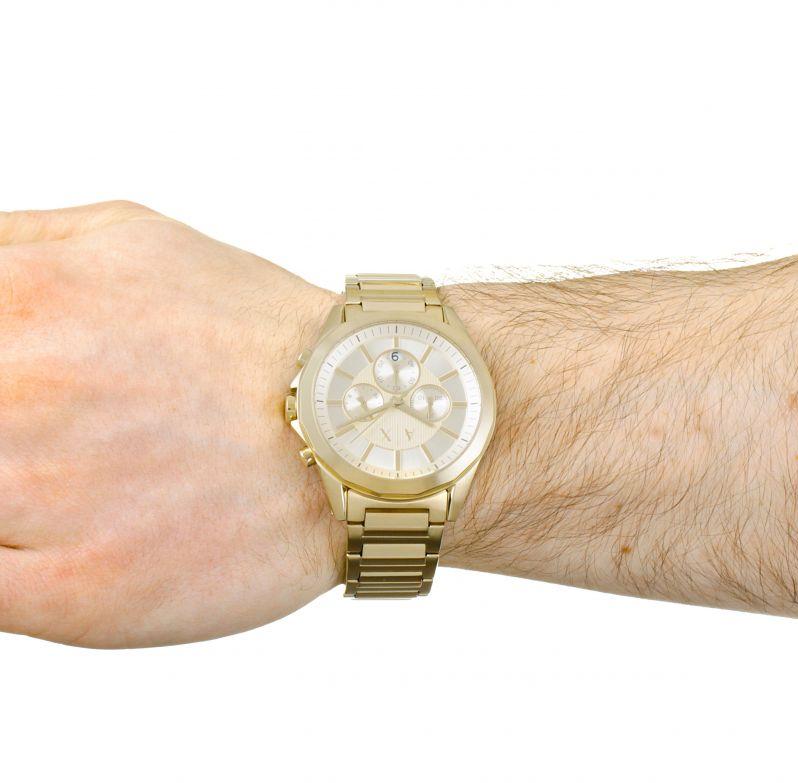 Armani Exchange Drexler Chronograph Gold Dial Gold Steel Strap Watch For Men - AX2602