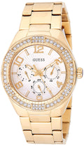 Guess Luna Diamonds White Dial Gold Steel Strap Watch for Women - W0729L2