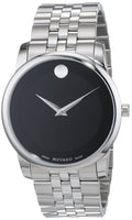 Movado Museum Classic Black Dial Silver Steel Strap Watch For Men - 606504