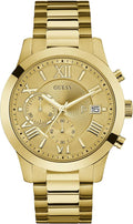 Guess Atlas Chronograph Gold Dial Gold Steel Strap Watch For Men - W0668G4