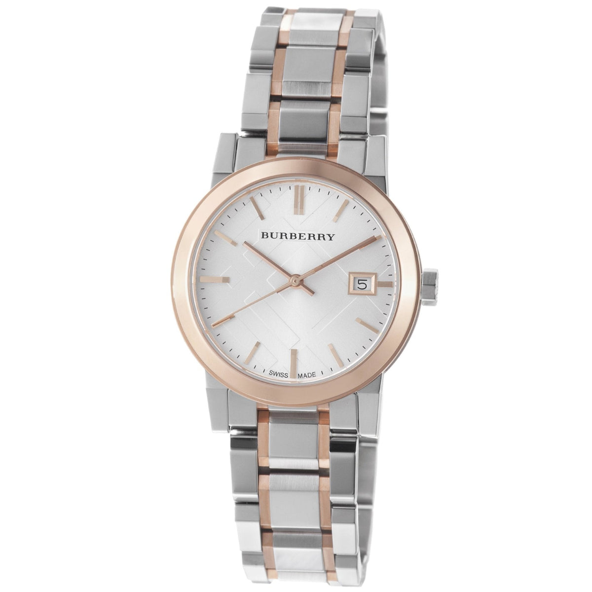 Burberry The City White Dial Two Tone Steel Strap Watch for Women - BU9105