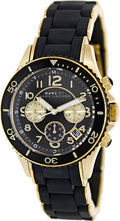 Marc Jacobs Rock Chronograph Black Dial Black Silicone Strap Watch for Women - MBM2598