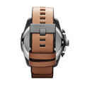 Diesel Mega Chief Chronograph White Dial Brown Leather Strap Watch For Men - DZ4280