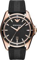Emporio Armani Sport Quartz Black Dial Black Rubber Strap Watch For Men - AR11101