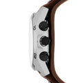 Fossil Coachman Chronograph White Dial Brown Leather Strap Watch for Men - CH2890
