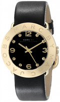 Marc Jacobs Amy Black Dial Black Leather Strap Watch for Women - MBM1154