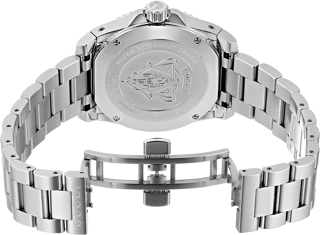 Gucci Dive Quartz Black Dial Silver Steel Strap Watch For Men - YA136301