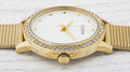 Guess Chelsea Crystals Mother of Pearl White Dial Gold Mesh Bracelet Watch For Women - W0647L7